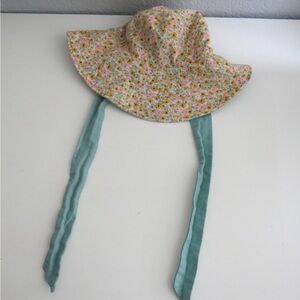 Universal Thread Teal Sun Hat Floral Flower Boonie Garden 100% Cotton Size OS